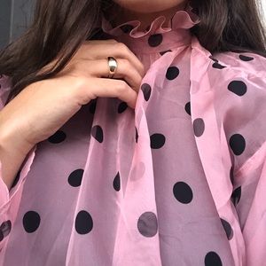 Zara sheer polka dot blouse